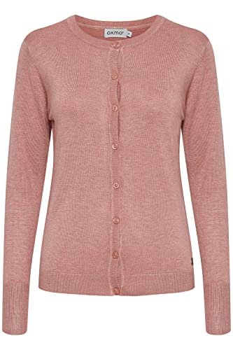 OXMO OXHlin Damen Strickjacke Feinstrick Cardigan Strickcardigan mit Rundhalsausschnitt, Größe:L, Farbe:Ash Rose Melange (1715141) von OXMO