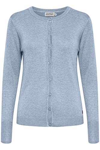 OXMO OXHlin Damen Strickjacke Feinstrick Cardigan Strickcardigan mit Rundhalsausschnitt, Größe:L, Farbe:Kentucky Blue Melange (1539151) von OXMO