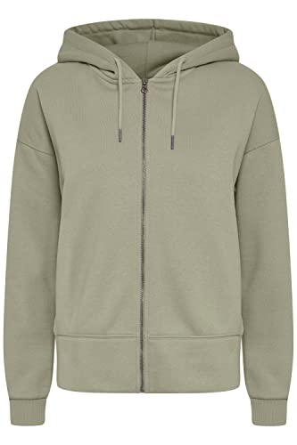 OXMO OXHolunder Damen Sweatjacke Cardigan Sweatshirtjacke mit Kapuze und Kordel, Größe:L, Farbe:Seagrass (166008) von OXMO