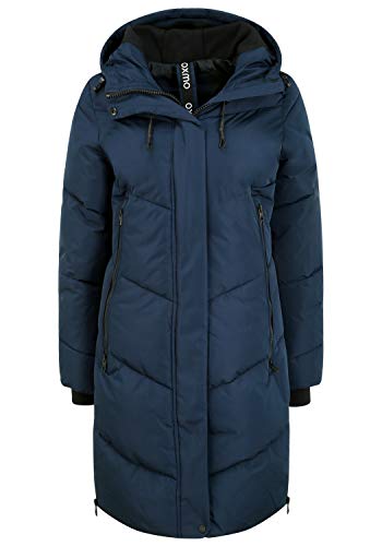 OXMO OXJuna Damen Wintermantel Parka Mantel mit Kapuze Gummizug Reißverschlusstaschen Seiten-Reißverschlüsse Regular fit, Größe:XS, Farbe:Insignia Blue (194010) von OXMO