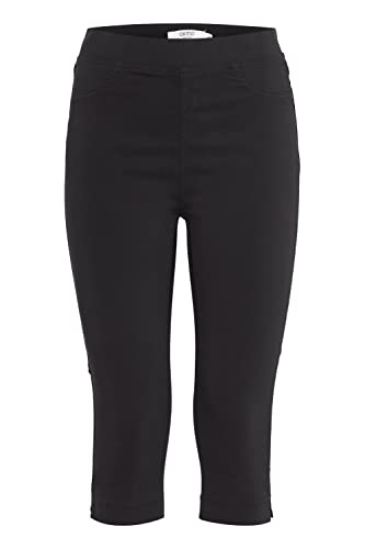 OXMO OXKEANA Damen Hose Stoffhose Caprihose aus Viskose mit Stretch elastischer Bund Skinny-Fit, Größe:L, Farbe:Black (200451) von OXMO