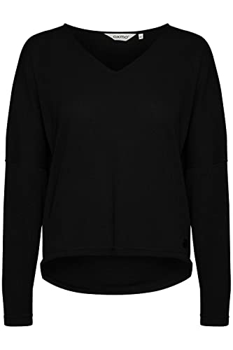 OXMO OXKatla Damen Strickpullover Feinstrick Pullover mit V-Ausschnitt, Größe:S, Farbe:Black (194007) von OXMO