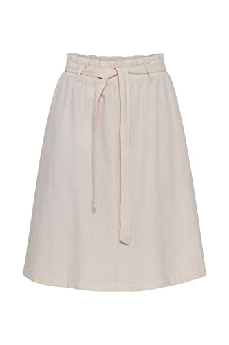 OXMO OXLerke Damen Kurzer Rock Sweatrock A-Linie Geraffter Bund mit Gürtel-Detail Midi-Länge, Größe:36, Farbe:Oatmeal (130401) von OXMO