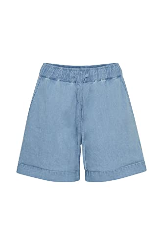 OXMO OXLillith Damen Jeans Shorts Bermuda Kurze Hose mit gekrempeltem Saum Regular Fit, Größe:40, Farbe:Light Blue Denim (201488) von OXMO