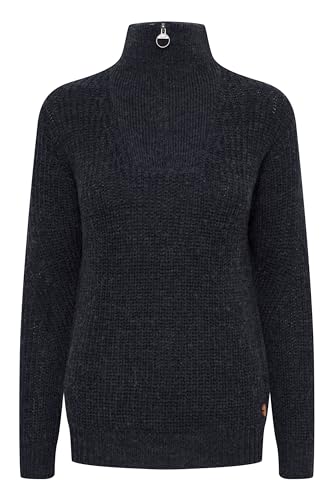 OXMO OXNancy - 21800126ME Damen Strickpullover Troyer Grobstrick Pullover, Größe:L, Farbe:Total Eclipse Melange (1940101) von OXMO