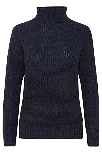 OXMO OXNanna Strickpullover Damen Grobstrickpullover Pullover mit Rollkragen Regular Fit, Größe:L, Farbe:Total Eclipse Melange (1940101) von OXMO