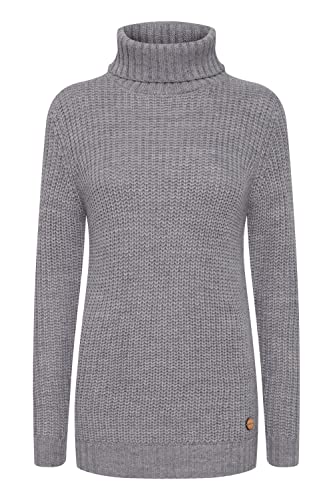 OXMO OXNanna Strickpullover Damen Grobstrickpullover Pullover mit Rollkragen Regular Fit, Größe:M, Farbe:Medium Grey Melange (201146) von OXMO