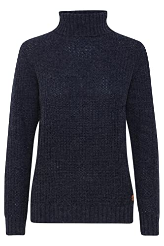 OXMO OXNanna Strickpullover Damen Grobstrickpullover Pullover mit Rollkragen Regular Fit, Größe:XS, Farbe:Total Eclipse Melange (1940101) von OXMO