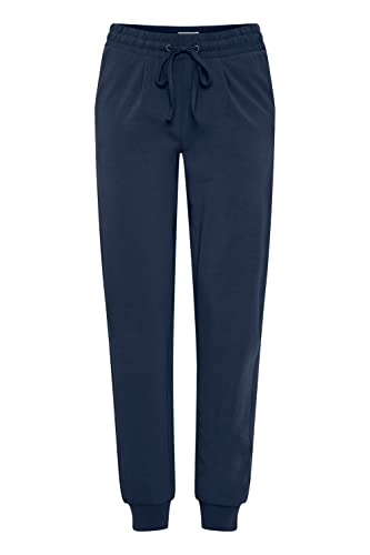 OXMO OXODETTE Pants Damen Hose Jogginghose Lange Hose mit elastischem Bund und Tunnelzug Single Jersey Baumwolle mit Stretch Regular-Fit, Größe:L, Farbe:Indigo Blue (201042) von OXMO