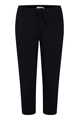 OXMO OXOdda Damen Hose Stoffhose Caprihose Single Jersey Baumwolle mit Stretch Kurze Joggpant mit elastischem Bund und Kordelzug Regular Fit, Größe:M, Farbe:Black (200451) von OXMO