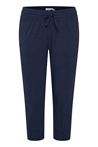 OXMO OXOdda Damen Hose Stoffhose Caprihose Single Jersey Baumwolle mit Stretch Kurze Joggpant mit elastischem Bund und Kordelzug Regular Fit, Größe:S, Farbe:Indigo Blue (201042) von OXMO