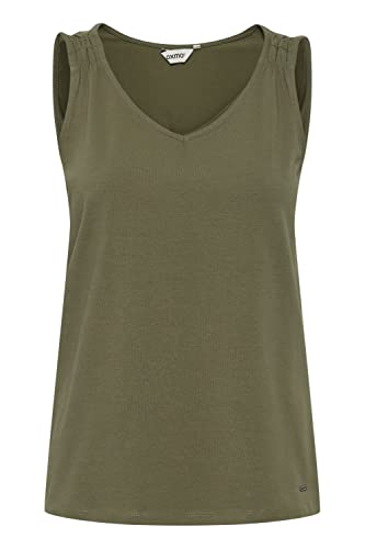 OXMO OXOline Damen Top Kurzarm Shirt Basic mit V-Ausschnitt, Größe:M, Farbe:Olivine (180316) von OXMO