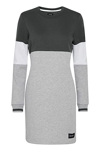 OXMO OXOmila Damen Sweatkleid Freizeitkleid Kleid Langarm Regular Fit, Größe:L, Farbe:Dark Grey Melange (1940071) von OXMO