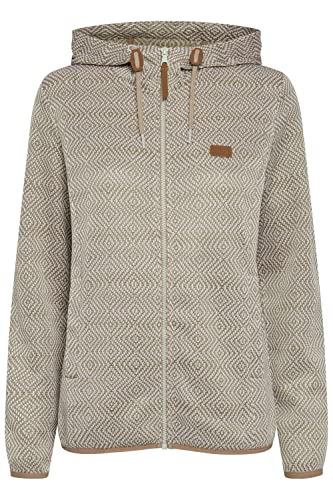 OXMO OXPebbles Damen Fleecejacke Sweatjacke Jacke mit Kapuze, Größe:S, Farbe:Dune (171009) von OXMO