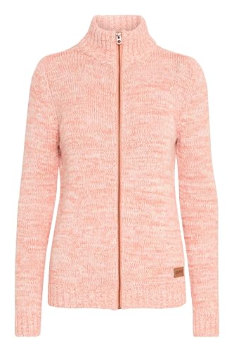OXMO OXPhenix Damen Strickjacke Grobstrick Cardigan Strickcardigan mit Stehkragen Reißverschluss 100% Baumwolle Regular fit, Größe:S, Farbe:Powder ROS (795178) von OXMO