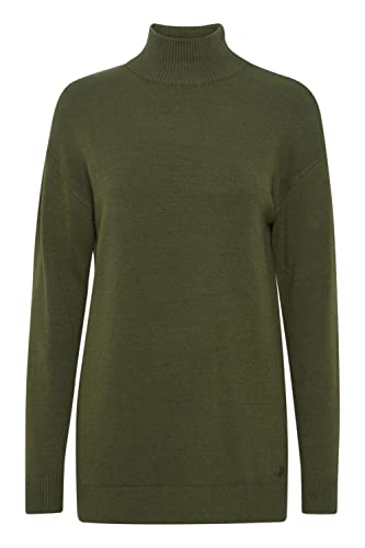 OXMO OXRatina Damen Strickpullover Feinstrick Pullover Rollkragen Langer Schnitt Pullover-Kleid mit Seitenschlitzen, Größe:L, Farbe:Rifle Green Melange (1904191) von OXMO