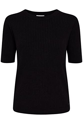 OXMO OXRiona Damen Strickpullover Feinstrick Pullover Feinstrick-Pullover mit Rundhals-Ausschnitt, Größe:L, Farbe:Black (194007) von OXMO