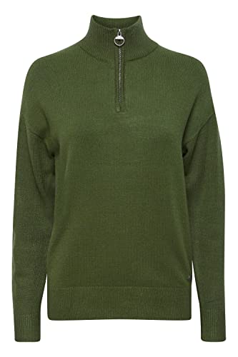 OXMO OXRita Damen Strickpullover Troyer Grobstrick Pullover Troyer Kragen, Größe:XL, Farbe:Rifle Green Melange (1904191) von OXMO