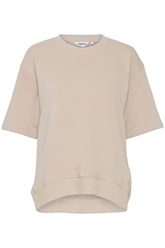 OXMO OXSAFINA Damen Sweatshirt Pullover Sweater O-Neck Crewneck 3/4-Ärmel Oversize Schnitt, Größe:L, Farbe:Doeskin (151308) von OXMO