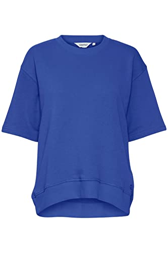 OXMO OXSAFINA Damen Sweatshirt Pullover Sweater O-Neck Crewneck 3/4-Ärmel Oversize Schnitt, Größe:XL, Farbe:Surf The Web (193952) von OXMO