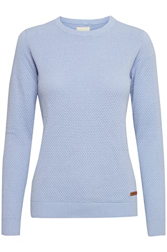 OXMO OXSarah Damen Strickpullover Feinstrick Pullover mit Rundhals-Ausschnitt Rippbündchen 100% Baumwolle Regular fit, Größe:L, Farbe:Sky Blue (163922) von OXMO