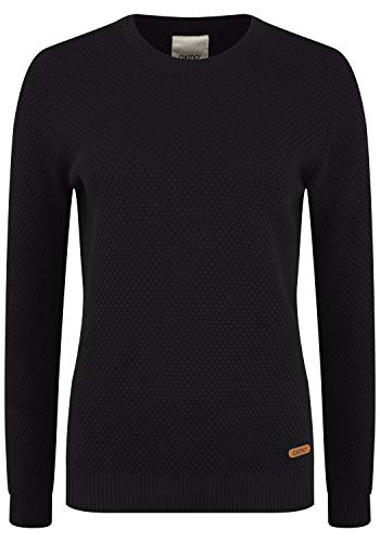 OXMO OXSarah Damen Strickpullover Feinstrick Pullover mit Rundhals-Ausschnitt Rippbündchen 100% Baumwolle Regular fit, Größe:S, Farbe:Black (799000) von OXMO