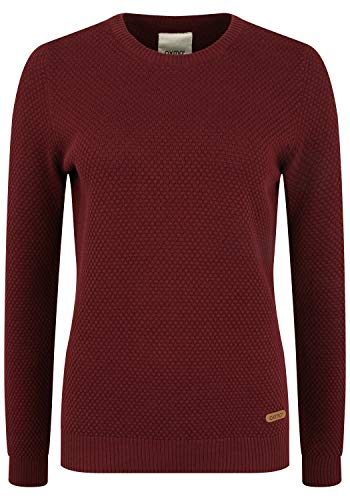 OXMO OXSarah Damen Strickpullover Feinstrick Pullover mit Rundhals-Ausschnitt Rippbündchen 100% Baumwolle Regular fit, Größe:XL, Farbe:Wine RED (790985) von OXMO