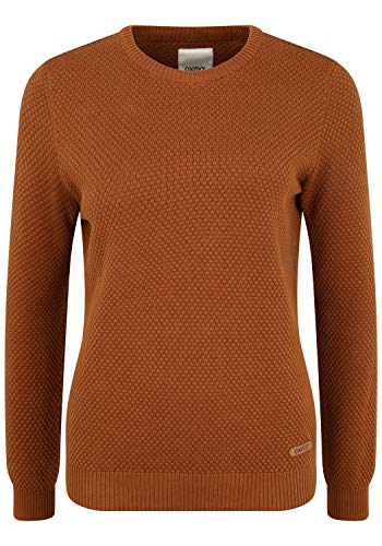 OXMO OXSarah Damen Strickpullover Feinstrick Pullover mit Rundhals-Ausschnitt Rippbündchen 100% Baumwolle Regular fit, Größe:XS, Farbe:Cinnamon (795056) von OXMO