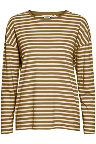 OXMO OXStefka Damen Longsleeve Langarmshirt Shirt mit Rundhalsausschnitt aus 100% Baumwolle, Größe:M, Farbe:Kelp (171022) von OXMO