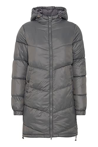 OXMO OXTabata Damen Steppmantel Wintermantel Winterjacke gefüttert mit hochabschließendem Kragen, Größe:L, Farbe:Pewter (185203) von OXMO