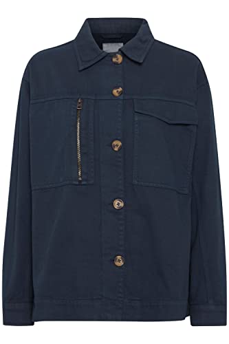 OXMO OXTami Damen Übergangsjacke Jacke leicht gefüttert mit Hemdkragen aus 100% Baumwolle, Größe:XS, Farbe:Total Eclipse (194010) von OXMO