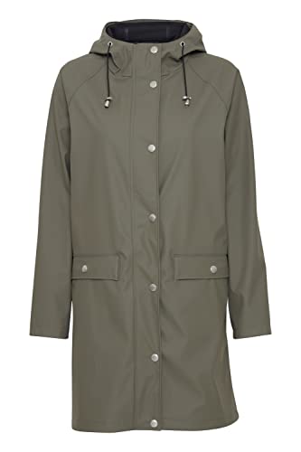 OXMO OXTanne Damen Windbreaker Übergangsjacke Regenjacke Wasserabweisende Jacke mit Knopfleiste Kapuze mit Kordelzug, Größe:XL, Farbe:Dusty Olive (180515) von OXMO