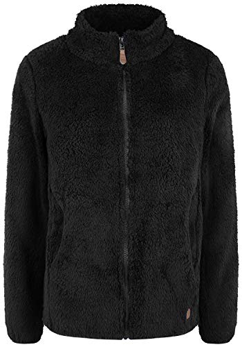 OXMO OXTelsa Damen Fleecejacke Sweatjacke Jacke mit Stehkragen Eingrifftaschen Reißverschluss Regular fit, Größe:2XL, Farbe:BLACK (799000) von OXMO
