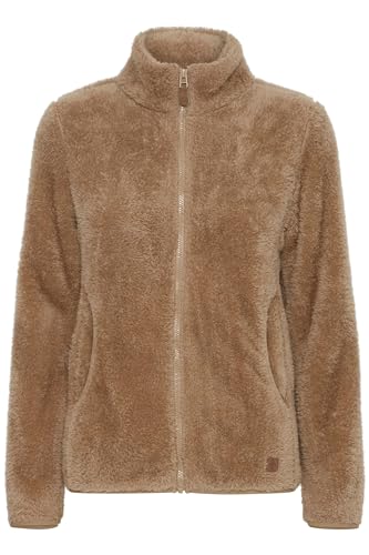 OXMO OXTelsa Damen Fleecejacke Sweatjacke Jacke mit Stehkragen Eingrifftaschen Reißverschluss Regular fit, Größe:XL, Farbe:Sand (171022) von OXMO
