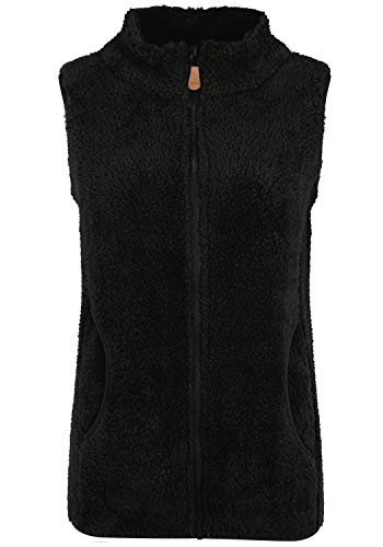 OXMO OXTheri Damen Weste Fleece Outdoor Weste mit Stehkragen Eingrifftaschen Reißverschluss Regular fit, Größe:S, Farbe:BLACK (799000) von OXMO