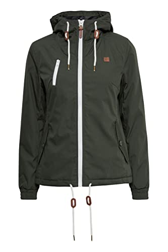 OXMO OXTilda Damen Jacke Übergangsjacke mit Kapuze Kordelzügen Eingrifftaschen Regular fit, Größe:XS, Farbe:CLIMB IVY (793785) von OXMO