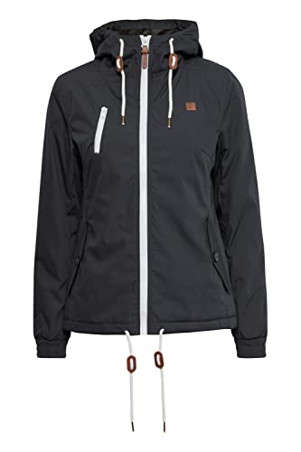 OXMO OXTilda Damen Jacke Übergangsjacke mit Kapuze Kordelzügen Eingrifftaschen Regular fit, Größe:M, Farbe:DARK GREY (792890) von OXMO