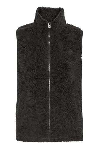 OXMO OXTinne Damen Weste Outdoor-Weste Teddy-Weste mit Stehkragen Eingrifftaschen Label-Details Loose fit, Größe:XS, Farbe:Black (194007) von OXMO
