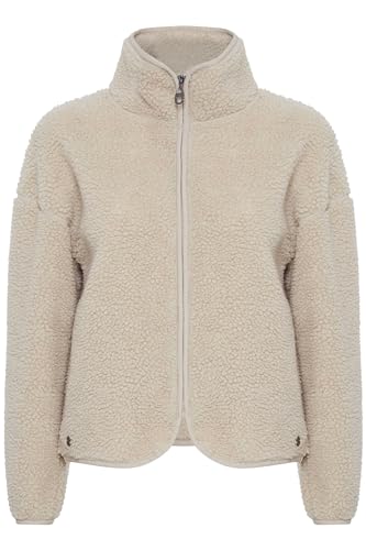 OXMO OXTonje Sweatjacke Damen Jacke mit Teddyfutter außen kurz, Größe:XL, Farbe:Oyster (141107) von OXMO