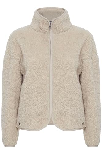 OXMO OXTonje Damen Sweatjacke Jacke mit Teddyfutter mit Stehkragen Reißverschluss Eingrifftaschen Loose fit, Größe:2XL, Farbe:Oyster (141107) von OXMO