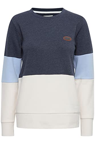 OXMO OXTrine Damen Sweatshirt Pullover Sweater mit Rundhals Rippbündchen Label-Details Baumwollmischung Regular fit, Größe:S, Farbe:Total Eclipse Melange (1940101) von OXMO