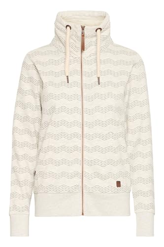 OXMO OXVanta Damen Sweatjacke Zipper Sweater mit Kängurutasche Stehkragen Label-Badges Baumwollmischung Regular fit, Größe:XS, Farbe:Oyster Grey Melange (201144) von OXMO