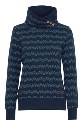 OXMO OXVernita Damen Pullover Sweater Sweatshirt mit Tubeneck Rippbünchen Baumwollmischung Regular fit, Größe:S, Farbe:Total Eclipse (194010) von OXMO