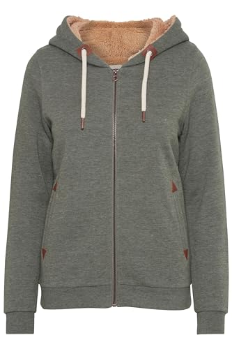 OXMO OXVicky Pile Sweat Zip-Hoodie Damen Sweatjacke Cardigan Sweatshirtjacke Mit Teddy-Futter, Größe:L, Farbe:Climb Mel (7987853) von OXMO