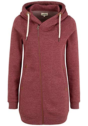 OXMO OXVicky Sweat Zip-Hoodie Damen Sweatjacke Kapuzenjacke Hoodie mit Kapuze Kordel Reißverschluss Eingrifftaschen Regular fit, Größe:L, Farbe:Wine R Mel (7989853) von OXMO