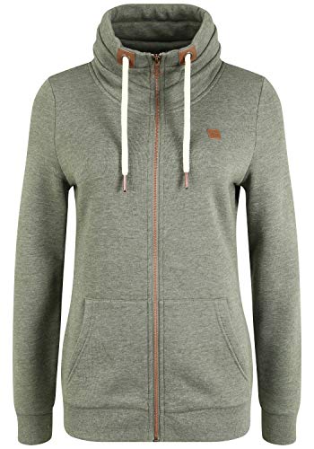 OXMO OXVicky Sweat Zip-Jacke Damen Sweatjacke Sweater Pullover mit Tubekragen Kängurutasche Reißverschluss Regular fit, Größe:XS, Farbe:Climb Mel (7987853) von OXMO