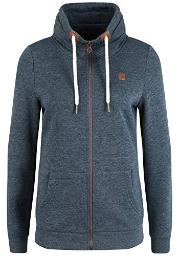 OXMO OXVicky Sweat Zip-Jacke Damen Sweatjacke Sweater Pullover mit Tubekragen Kängurutasche Reißverschluss Regular fit, Größe:XS, Farbe:INS BL Mel (7989915) von OXMO