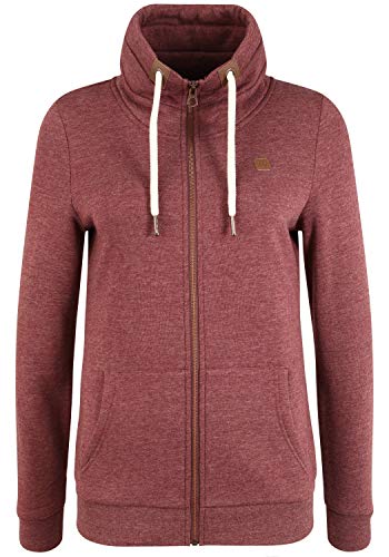OXMO OXVicky Sweat Zip-Jacke Damen Sweatjacke Sweater Pullover mit Tubekragen Kängurutasche Reißverschluss Regular fit, Größe:XS, Farbe:Wine R Mel (7989853) von OXMO
