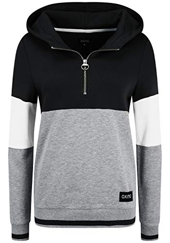 OXMO Omara Damen Kapuzenpullover Hoodie Pullover mit hochabschließender Kapuze, Größe:L, Farbe:Black (194007) von OXMO