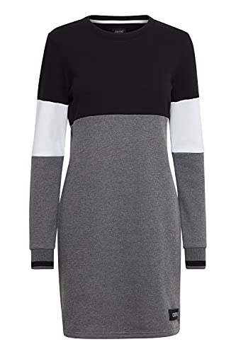 OXMO Omila Damen Sweatkleid Freizeitkleid Kleid Langarm Regular Fit, Größe:M, Farbe:Black (194007) von OXMO